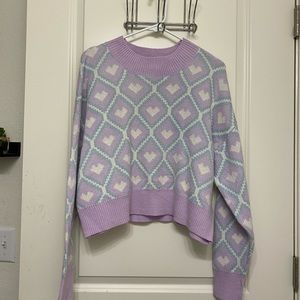 NWT Cropped vintage style Purple Heart sweater